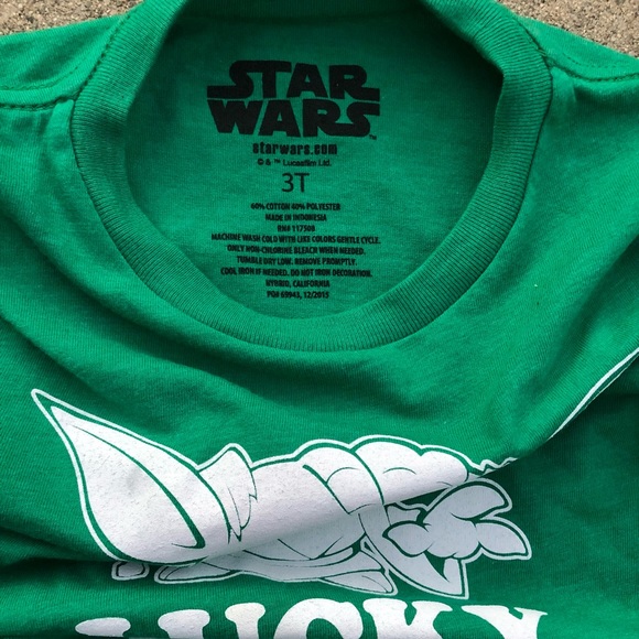 Disney- Star Wars Yoda “Lucky I am” Green shirt Toddler 3T - Picture 3 of 3